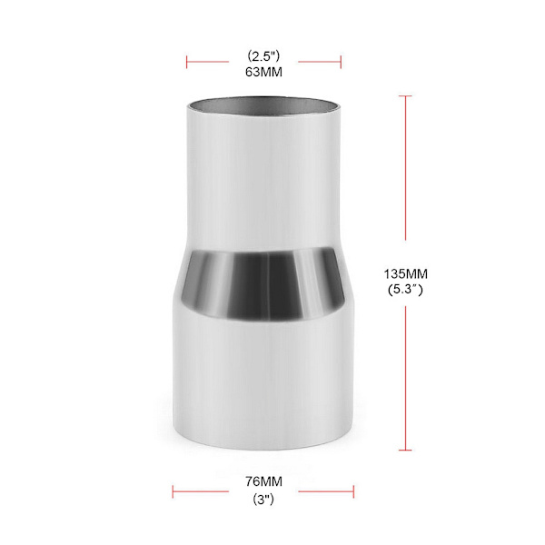 Universal rustfri stål udstødningsrørsforbindelse adapter reduktionsstykke modificeret del 63MM 76MM