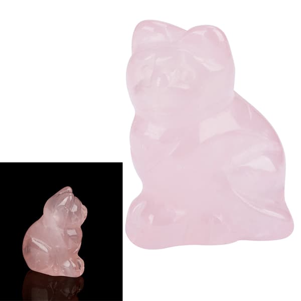 Rose Quartz Kitten Formet Helbredende Krystall Edelsten Dekorasjon