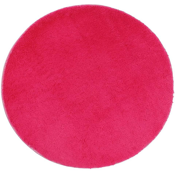 Kort rund ullmatta, 1 meter i diameter, rosa röd
