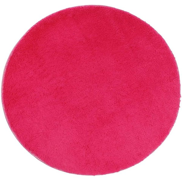 Kort rundt uldtæppe, 1 meter i diameter, rosa rødt