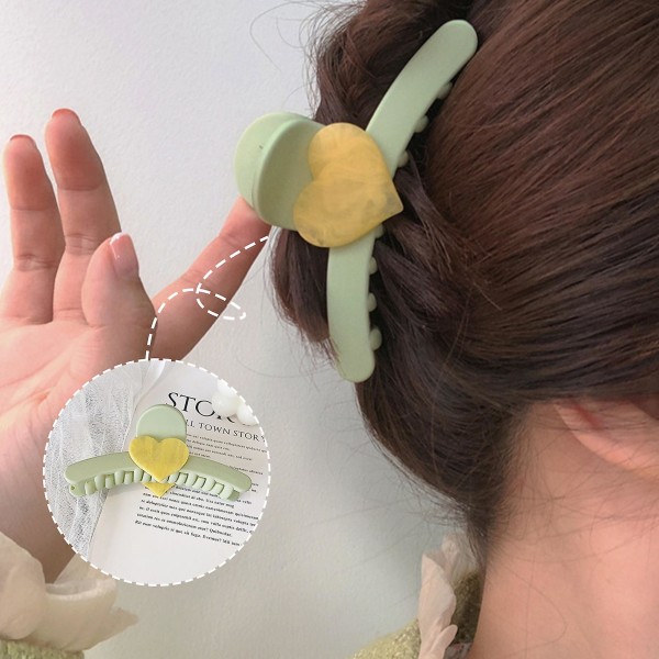 Sweet Heart Clip -hiusklipsi akryylileivontamaalausprosessi naisille ja tytöille Light Green