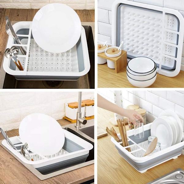 Hopfällbar Dish Drainer Bärbar Dish Drainer Bestick Organizer Kök Husvagn Husbil Förvaring