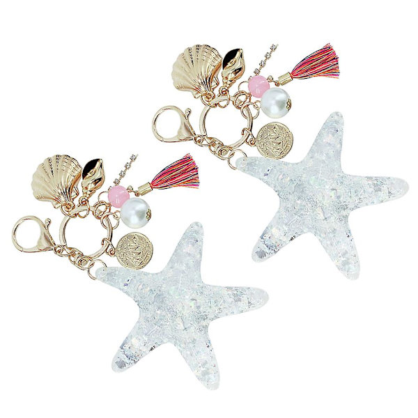 2 stk Stilfuld nøglering Stilfuld Praktisk Holdbar kvast Sea Star nøglering Stilfuld nøglering Mode nøglering til taske kvinder
