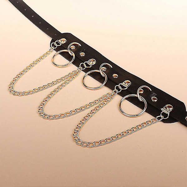 Kvinder Pu læder Choker halskæde Hip Hop O Ring kraveben kæde gotisk punk stil