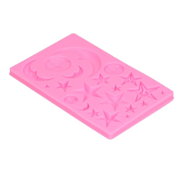 Stjerne Måne Silikone Ansigt Form DIY Chokolade Kage Bageværktøj Pink