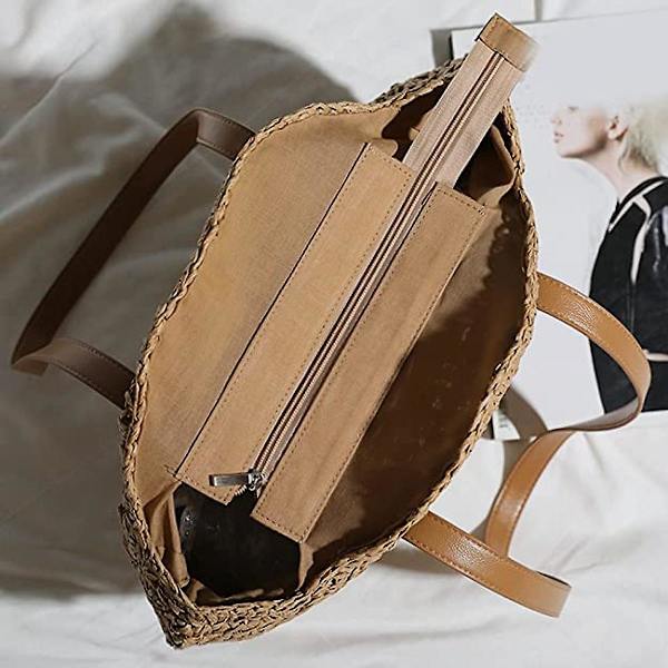 Olkilaukku naisille, suuret olkilaukut kudottu Käsintehty kantolaukku Kesäinen olkilaukku Bohemian Crossbody Bag A916-695 B