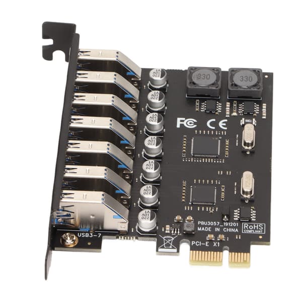 PCIe til USB 3.0 7 Port Adapterkort 5Gbps Høj Hastigheds Udvidelsesmodul 5V