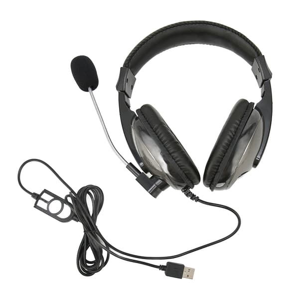 USB Gaming Headset med Trådkontroll Justerbar Volym Mikrofon för PC Laptop PS4