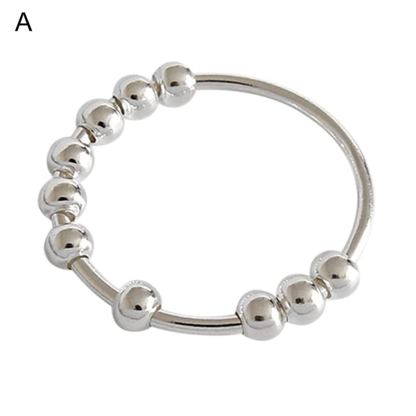Fingerring Charmig roterande pärlor dekor Minimalistisk polerad bröllopsdekor bandring för dagligt bruk Silver A