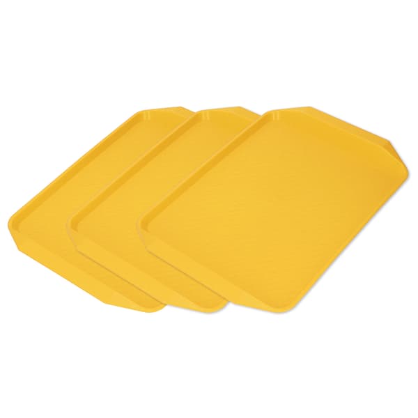 Gul Värmebeständig Stapelbar Plastbricka för Cafeteria Rektangulär Binaural Förtjockad Bricka för Hotell