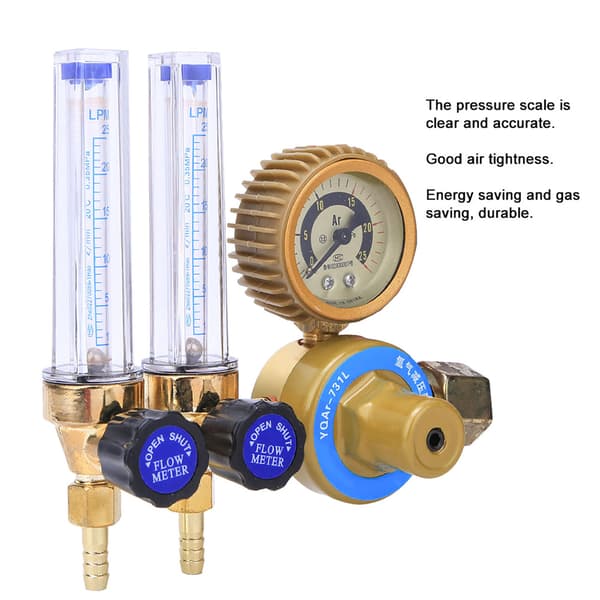 Dobbelt manometer Argon Gas Trykregulator Svejsetilbehør 0,25 MPa