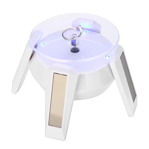 Solar 360 Roterende Display Stand LED Lys Hvid til Ur Telefon Smykker