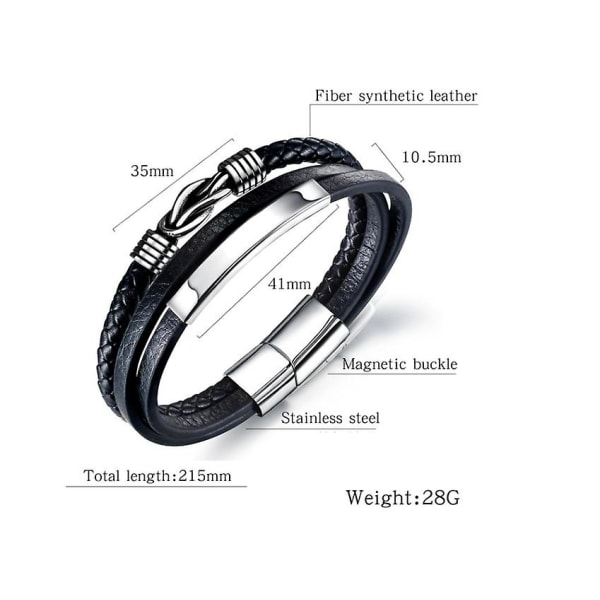 armband, metall, läder, fläta