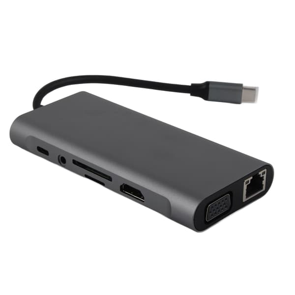 10-in-1 USB C -telakointiasema VGA RJ45 PD Hub -sovitin