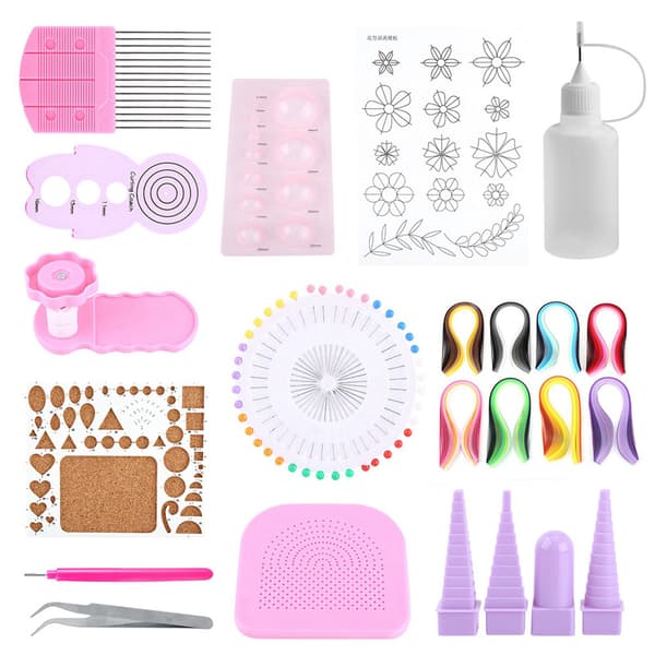DIY Quilling Papirhåndværkssæt med spaltede værktøjer, strimler og pincet - perfekt til dekoration