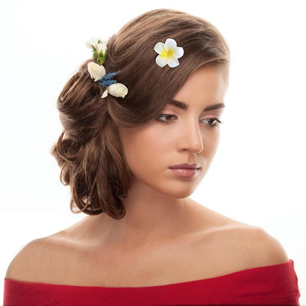 Plumeria Flower Clips Realistiset yksityiskohtaiset Barrette-hiustarvikkeet tytöille Yellow