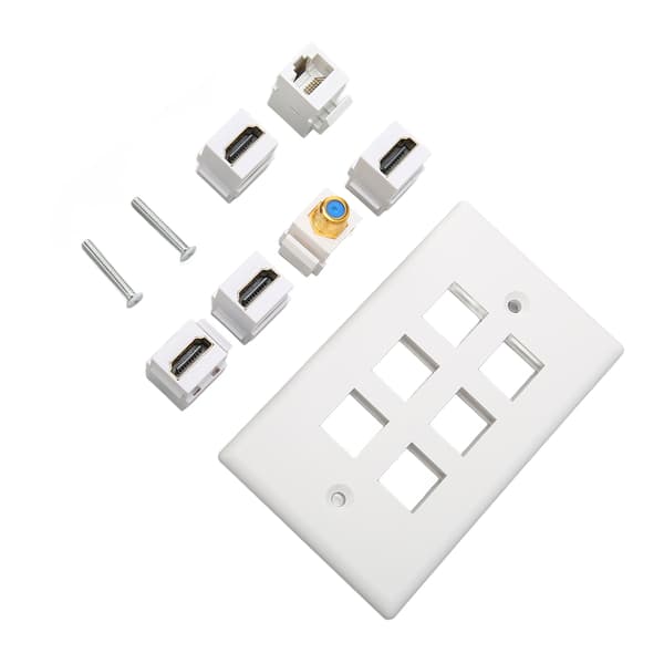 6 Portars HDMI CAT6 Ethernet Väggplatta för Hemmakontor
