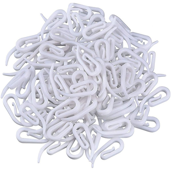 200st Gardinkrokpaket Plastgardinkrokar Gardinstångskrok För Duschgardiner / Draperier / Fönstergardiner / Blyertsveck, 28 X 12 Mm