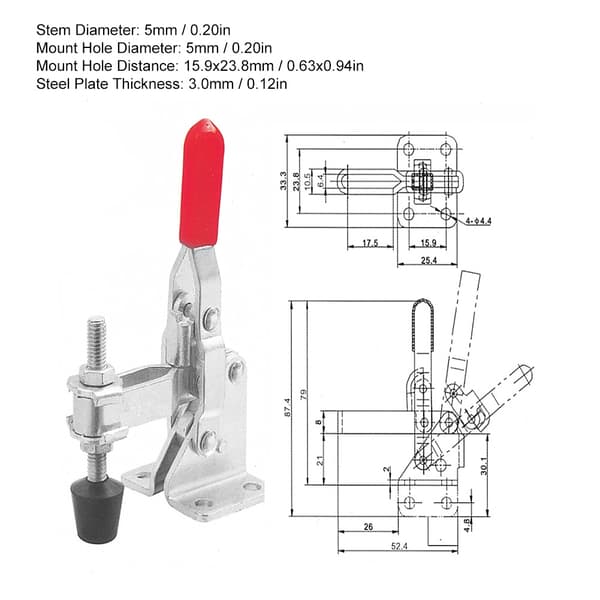 SUS304 Quick Release Toggle Clamp 60 kg Holdekapacitet