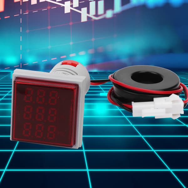 3 i 1 AC Spænding Strøm Frekvens Display Meter Rød