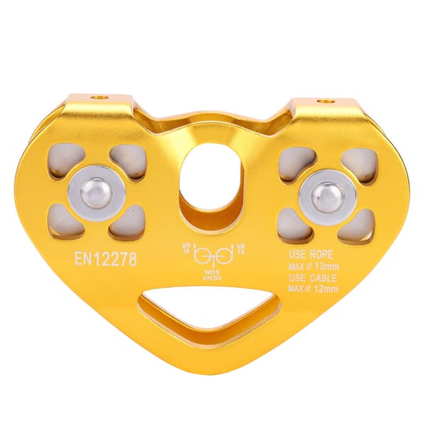 Dual Pulley Zip Line Trolley - 30KN utomhusklättringsutrustning (guld)