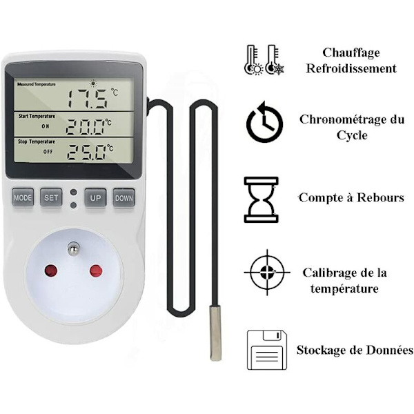 Ranskalainen vakiolämpötilan säätöpistoke Lämpötilakytkimen lähtölaskenta soveltuu sisä- ja kotikäyttöön