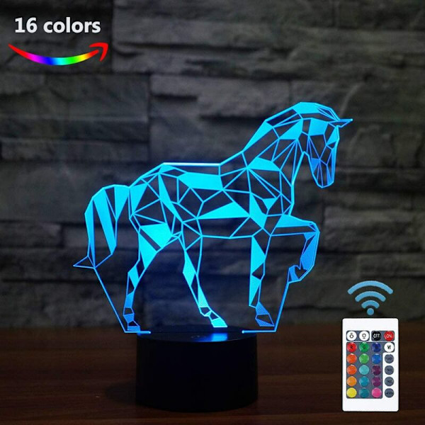 3D Puzzle Horse Colorful Light Touch LED Dekorativt ljus (16 färger fjärrkontroll)