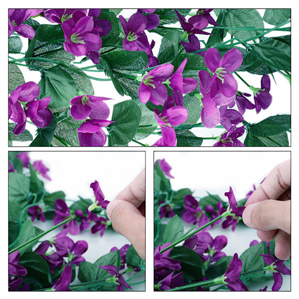 4-terälehtinen tekokukka wisteria riippukori, tekokukka viiniköynnös kodin sisustukseen - violetti