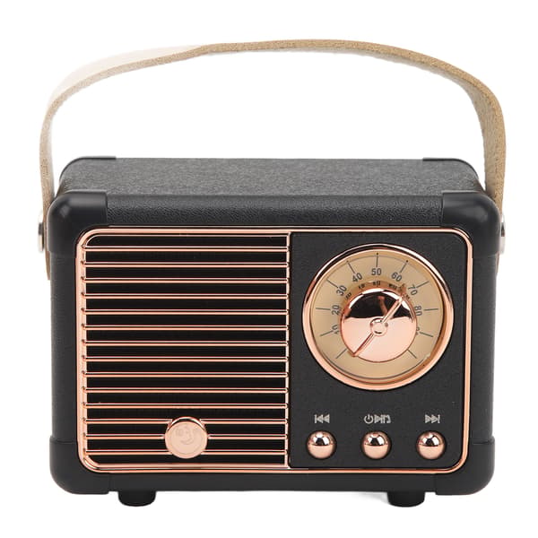 Bærbar Retro Bluetooth Højttaler Indbygget 400mAh Batteri Sort