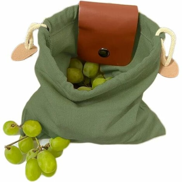 Udendørs madopsamlingstaske - Canvas Fruit Harvest Bag til camping, vandreture, jagt, foldbar, grøn