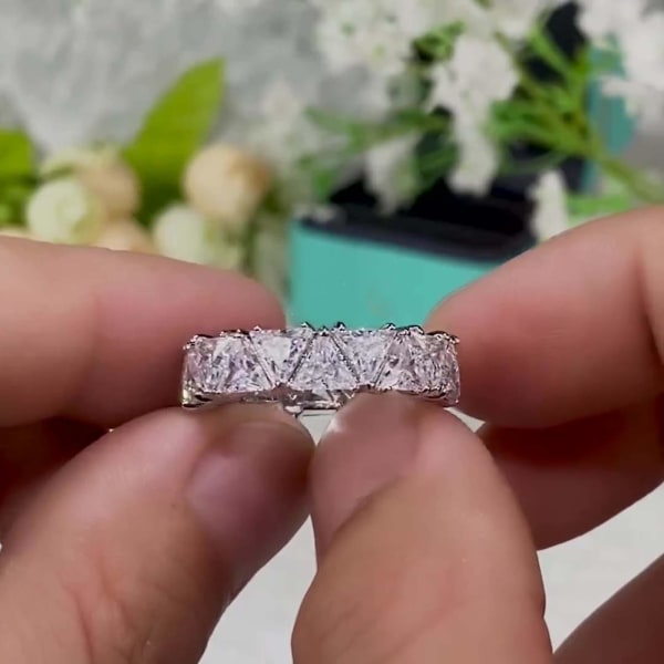 Kvinder Ring Fint håndværk All Match Kobber Mousserende Elegant Finger Ring For Engagement US 8