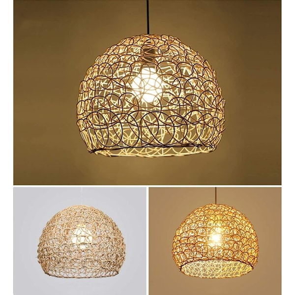 Diameter 25CM restaurant lysekrone bambus hamp bold fuglerede rattan lampe Dekorativ bambus rattan lysekrone Loft