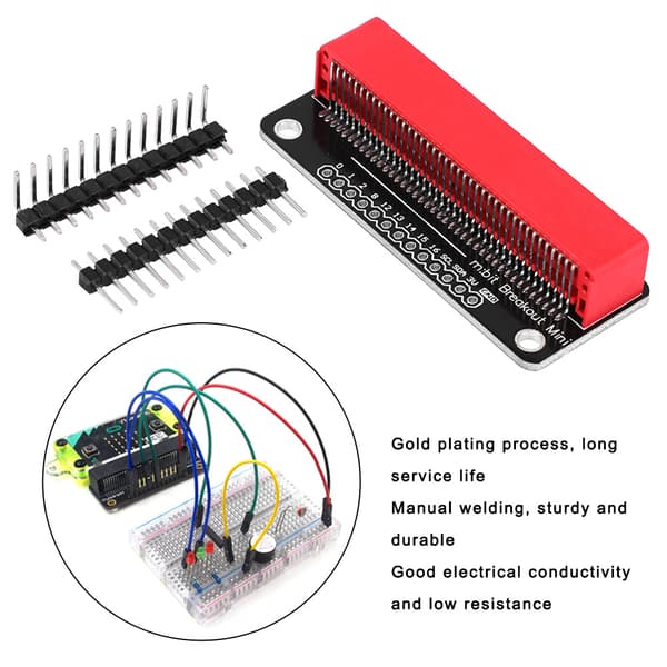 Forgyldt forlængerkort MINI Microbit komponenter dele 2,54 mm Pin Rød