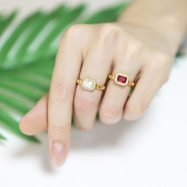 Ring Vintage Zircon Metallic Element Modesmycken Ac9501 Green