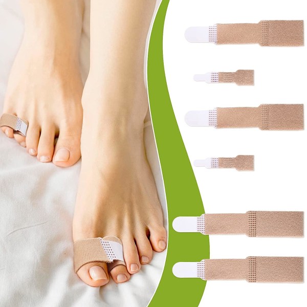 Broken Toe Splint, 6 delar Broken Toe Splint Finger Wrap Loop Bandage Tyg Vadderade tåbandage Skyddar Separator Fingerstöd, 3 storlekar
