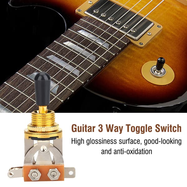 1 stk. 3-vejs vippekontakt sort spids erstatning til LP Style elektrisk guitar guld