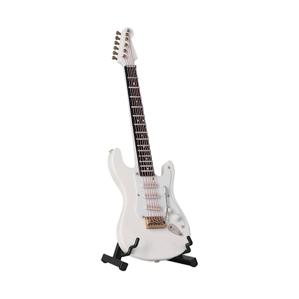 Mini Gitarr Modell Elbas Gitarr Modell med Ställ för Dockskåpsdekoration Vit