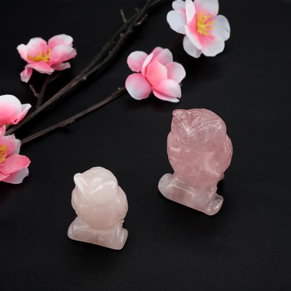 Pink Krystal Healing Rose Quartz Ugle Dekoration (1,5 tommer)