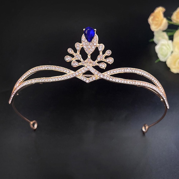 Stjerne samme krone med rhinestone bride&#39;s Crown brudekjoletilbehør Golden Blue