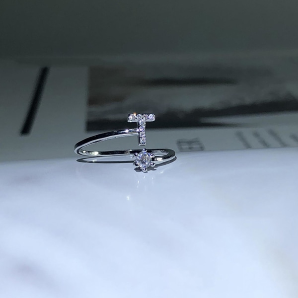 Ring Justerbar Open End Koppar Brev Kvinnor Finger Smycken För Dejting U