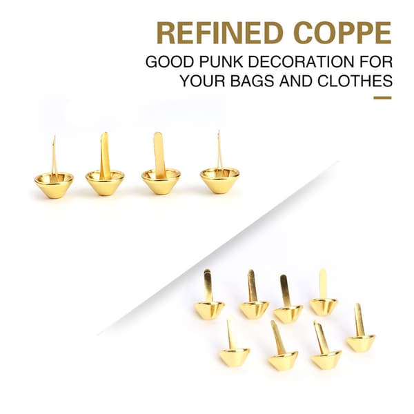 50 STK Guld 15 mm Håndtaske Keglefødder Spids Nailhead Dubber