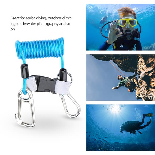 Quick Release Anti Lost Spring Coil Lanyard Sikkerhedsnødredskab Blå