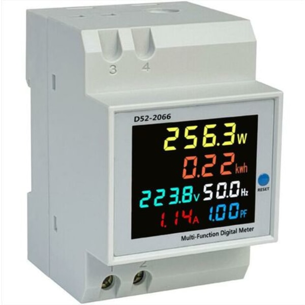 D52-2066 100A multifunktionel digital strømmåler AC40-300V skinnetype elektrisk strømmåler