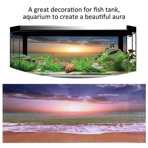 3D Selvklebende Solnedgangsplakat Akvarium Dekor Medium