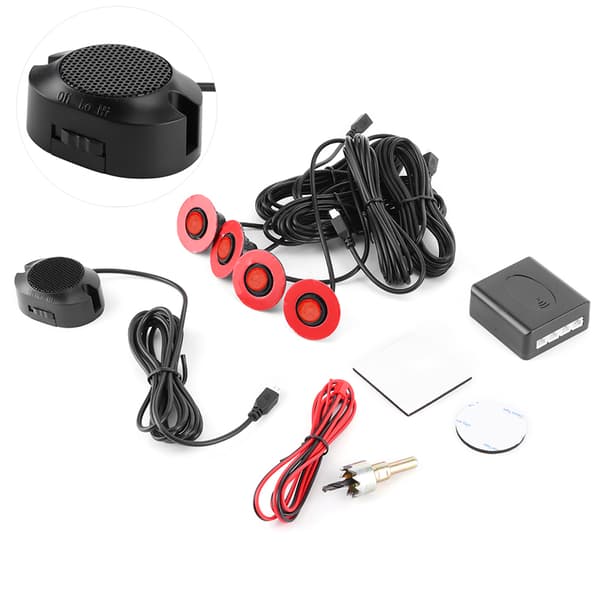 16,5 mm bil inbyggd backradar sensor backningshjälp med ljudsummer extra kit (röd)