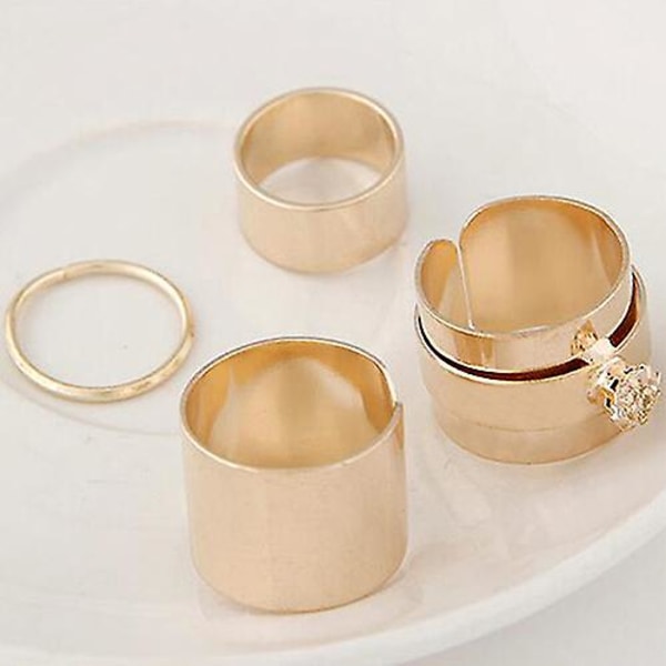 4x Dam Punk Stack Plain Above Knuckle Ring Midi Finger Band Rings Set Silver