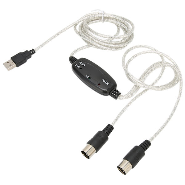 USB til MIDI Kabel Konverter 16 Kanaler PC til Synthesizer 2 i 1 MIDI Adapter til Windows Computer