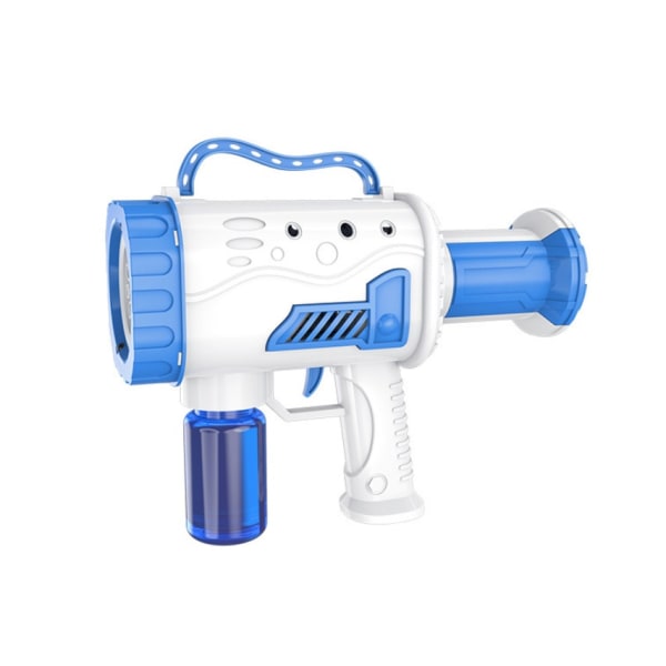 10 hullers boblemaskine med lys fuldautomatisk udendørs boblepistol Bazooka boblemaskine (Blue One)