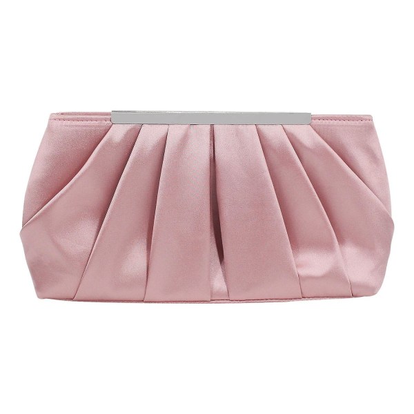 Clutch kvällsväska Elegant veckad satin Formell handväska Enkel stilig handväska för kvinnor A916-931 Pink