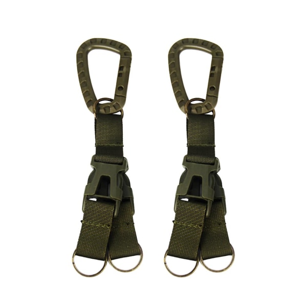 2 st Multifunktionell spänne flaskhållare Bärbar bandklämma Karbinhake Nyckelring Webbing D-formad dubbelkrok för fiske bergsklättring (armégree)